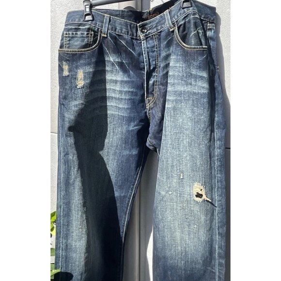 Vintage Ed Hardy Denim Jeans Distressed Look Designer Fashion Mens Size 40x32 - Picture 3 of 15
